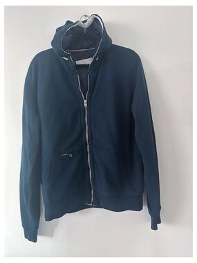 Shipley & Halmos Navy Full Zip Hoodie Quilted Jacket Men's Size Medium
